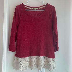 Red lacey top